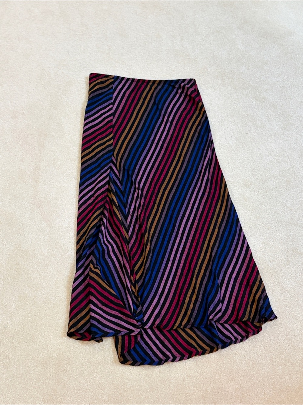 Only Striped High-Low Midi Skirt in Pink, Purple, Blue, Brown